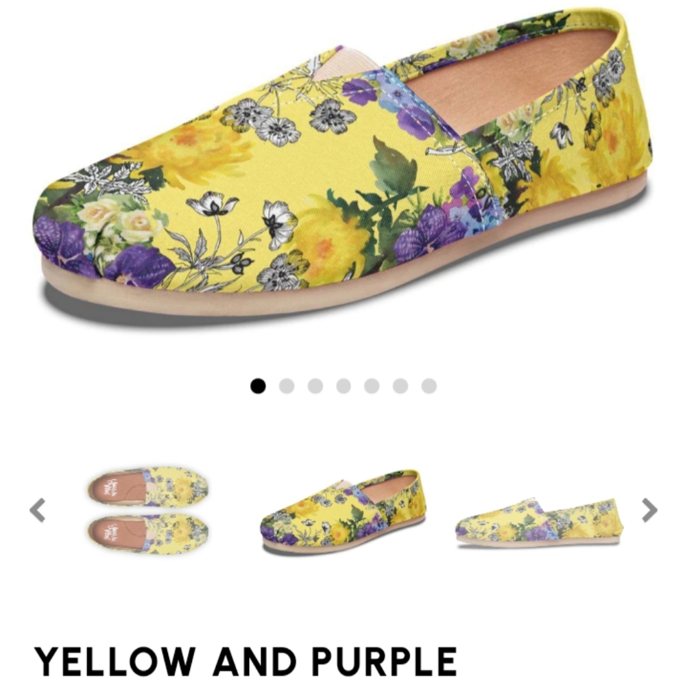 Yes We Vibe yellow and purple floral slip on shoes size 7.5